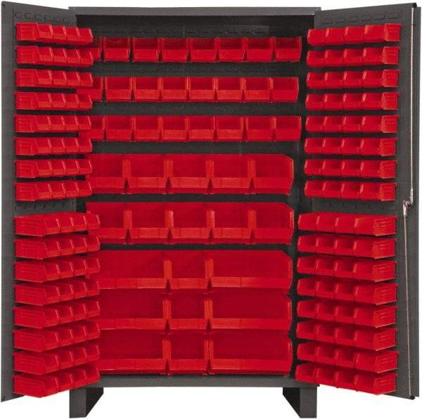 Durham - 171 Bin Storage Cabinet - Steel, 48" Wide x 24" Deep x 78" High, Red - Exact Tool & Supply