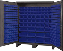 Durham - 264 Bin Storage Cabinet - Steel, 72" Wide x 24" Deep x 84" High, Blue - Exact Tool & Supply