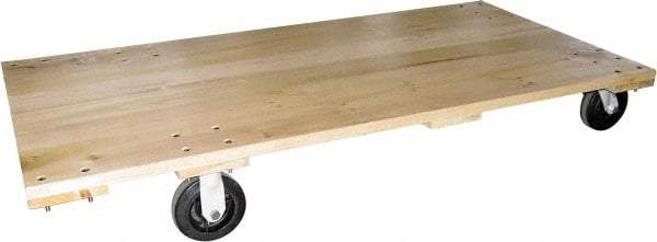 Fairbanks - 2,000 Lb Capacity Hardwood Platform Truck - Hardwood Deck, 30" OAW, 60" Platform Length, Mold On Rubber Casters - Exact Tool & Supply