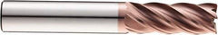 SGS - 1/2" Diam, Variable Pitch, 1-1/4" LOC, 5 Flute Solid Carbide 0.09" Corner Radius Roughing End Mill - Ti-NAMITE-M Finish, 3-1/4" OAL, 1/2" Shank Diam, Single End, 37° Helix - Exact Tool & Supply