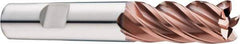 SGS - 1" Diam, Variable Pitch, 1-1/2" LOC, 5 Flute Solid Carbide 0.19" Corner Radius Roughing End Mill - Ti-NAMITE-M Finish, 4" OAL, 1" Shank Diam, Single End, 37° Helix - Exact Tool & Supply