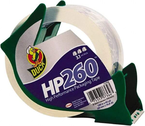 Duck - 1-7/8" x 60 Yd Clear Acrylic Adhesive Packaging Tape - Polypropylene Film Backing, 3.1 mil Thick, 35 Lb Tensile Strength, Series DUC - Exact Tool & Supply