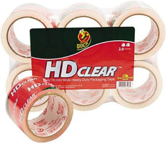 Duck - 3" x 55 Yd Clear Acrylic Adhesive Packaging Tape - Polypropylene Film Backing, 2.6 mil Thick, 31 Lb Tensile Strength, Series DUC - Exact Tool & Supply