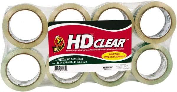 Duck - 1-7/8" x 55 Yd Clear Acrylic Adhesive Packaging Tape - Polyethylene Film Backing, 2.6 mil Thick, 31 Lb Tensile Strength, Series DUC - Exact Tool & Supply