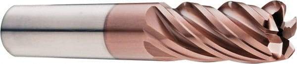 SGS - 1" Diam, Variable Pitch, 1-1/8" LOC, 5 Flute Solid Carbide 0.09" Corner Radius Roughing End Mill - Ti-NAMITE-M Finish, 4" OAL, 1" Shank Diam, Single End, 37° Helix - Exact Tool & Supply