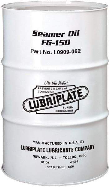 Lubriplate - 55 Gal Drum Mineral Seamer Oil - SAE 40, ISO 150, 109 cSt at 40°C & 12 cSt at 100°C, Food Grade - Exact Tool & Supply