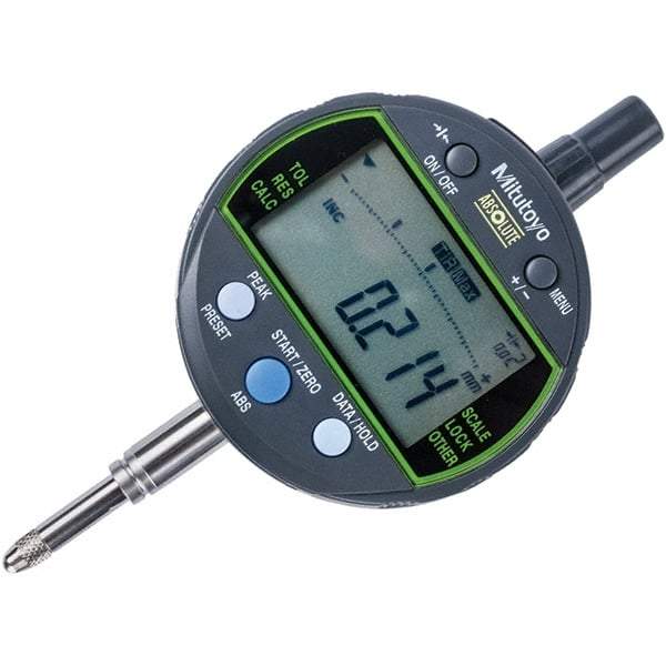 Mitutoyo - 0 to 12.7mm Range, 0.001 & 0.01mm Graduation, Electronic Drop Inidicator - Flat Back, 0.003mm Accuracy, LCD Display, Metric - Exact Tool & Supply