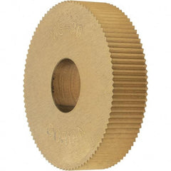 Dorian Tool - 1" Diam, 90° Tooth Angle, 30 TPI, Standard (Shape), Cut Type High Speed Steel Straight Knurl Wheel - 5.99mm Face Width, 5/16" Hole, Circular Pitch, TiN Finish, Series M - Exact Tool & Supply