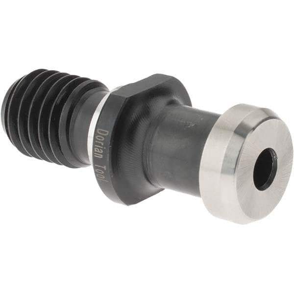 Dorian Tool - I Style, CAT40 Taper, 5/8-11 Thread, 15° Angle Radius, Standard Retention Knob - 2" OAL, 0.746" Knob Diam, 0.276" Flange Thickness, 1.028" from Knob to Flange, 0.641" Pilot Diam, 0.236" Coolant Hole, Through Coolant - Exact Tool & Supply