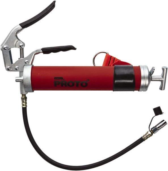 Proto - 3,600 Max psi, Flexible Pistol Grease Gun - 14 oz (Cartridge) & 16 oz (Bulk) Capacity, 3-Way, Bulk, Cartridge & Filler Pump - Exact Tool & Supply