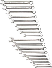 Proto - 18 Piece, 1/4" to 3/4" (mm), 12 Point Combination Wrench Set - Inch/Metric Measurement Standard, Satin Finish - Exact Tool & Supply