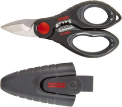 Proto - 2-3/4" LOC, 6-7/64" OAL Stainless Steel Straight Electrician's Scissors - Ambidextrous, Plastic Straight Handle, For Electrical - Exact Tool & Supply