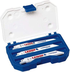 Lenox - 15 Piece, 6" Long x 0.04" to 0.05" Thick, Bi-Metal Reciprocating Saw Blade Set - Straight Profile, 6 to 18 Teeth per Inch, Toothed Edge - Exact Tool & Supply