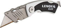 Lenox - Fixed Folding Utility Knife - White Metal Handle, 1 Blade Included - Exact Tool & Supply