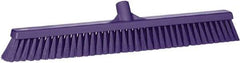 Vikan - 24" Fine Particle Synthetic Push Broom - 2" Bristle Length, Plastic Block, European Threaded Handle Connection - Exact Tool & Supply