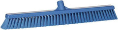 Vikan - 24" Fine Particle Synthetic Push Broom - 2" Bristle Length, Plastic Block, European Threaded Handle Connection - Exact Tool & Supply