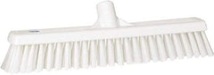 Vikan - 16" Fine Particle Synthetic Push Broom - 2" Bristle Length, Plastic Block, European Threaded Handle Connection - Exact Tool & Supply