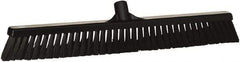 Vikan - 24" Fine Particle Synthetic Push Broom - 4" Bristle Length, Plastic Block, European Threaded Handle Connection - Exact Tool & Supply