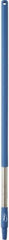 Vikan - 39-1/2 x 1-1/4" Stainless Steel Squeegee Handle - European Threaded Connection, Blue - Exact Tool & Supply