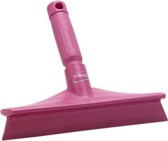 Vikan - 9.84" Rubber Blade Bench Squeegee - Single Edge, Pink, Plastic Holder - Exact Tool & Supply