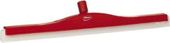 Vikan - 24" Foam Rubber Blade Floor Squeegee - Double Edge, Red, Plastic Holder - Exact Tool & Supply
