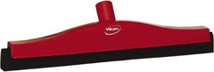 Vikan - 16" Foam Rubber Blade Bench Squeegee - Double Edge, Red, Plastic Holder - Exact Tool & Supply