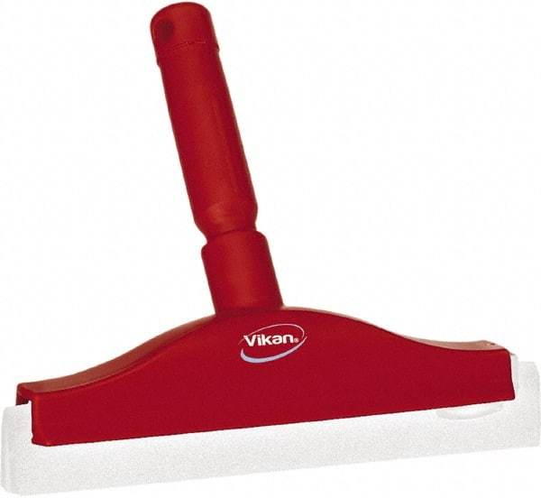 Vikan - 10" Foam Rubber Blade Bench Squeegee - Double Edge, Red, Plastic Holder - Exact Tool & Supply