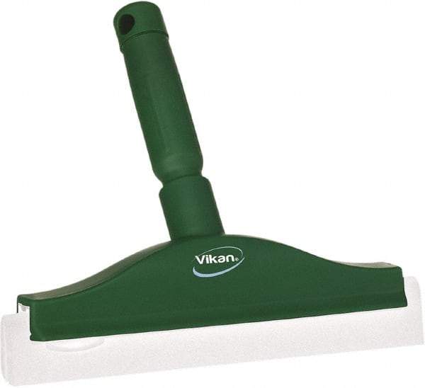 Vikan - 10" Foam Rubber Blade Bench Squeegee - Double Edge, Green, Plastic Holder - Exact Tool & Supply