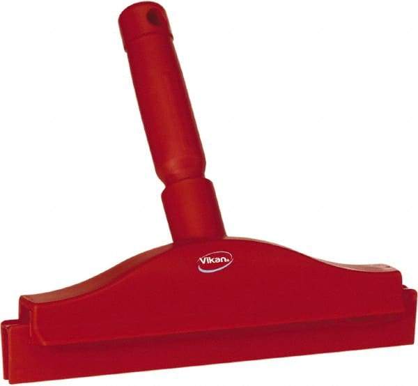 Vikan - 10" Rubber Blade Floor Squeegee - Double Edge, Red, Plastic Holder - Exact Tool & Supply