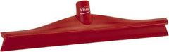 Vikan - 15-3/4" Rubber Blade Floor Squeegee - Single Edge, Red, Plastic Holder - Exact Tool & Supply