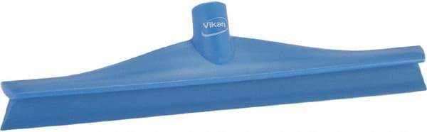 Vikan - 15-3/4" Rubber Blade Floor Squeegee - Single Edge, Blue, Plastic Holder - Exact Tool & Supply