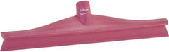 Vikan - 15-3/4" Rubber Blade Floor Squeegee - Single Edge, Pink, Plastic Holder - Exact Tool & Supply