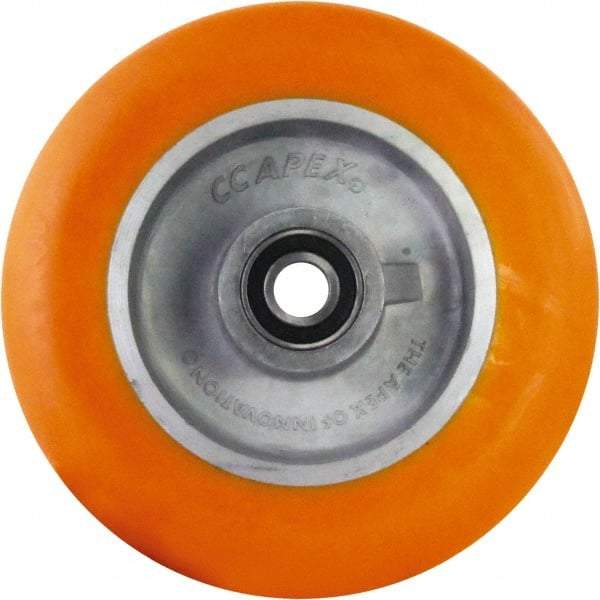 Caster Connection - 8 Inch Diameter x 2 Inch Wide, Polyurethane on Aluminum Caster Wheel - 1,250 Lb. Capacity, 2.2 Inch Hub Length, 1/2 Inch Axle Diameter, Sealed Precision Ball Bearing - Exact Tool & Supply