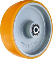 Caster Connection - 10 Inch Diameter x 3 Inch Wide, Polyurethane on Iron Caster Wheel - 2,750 Lb. Capacity, 3-1/4 Inch Hub Length, 3/4 Inch Axle Diameter, Sealed Precision Ball Bearing - Exact Tool & Supply