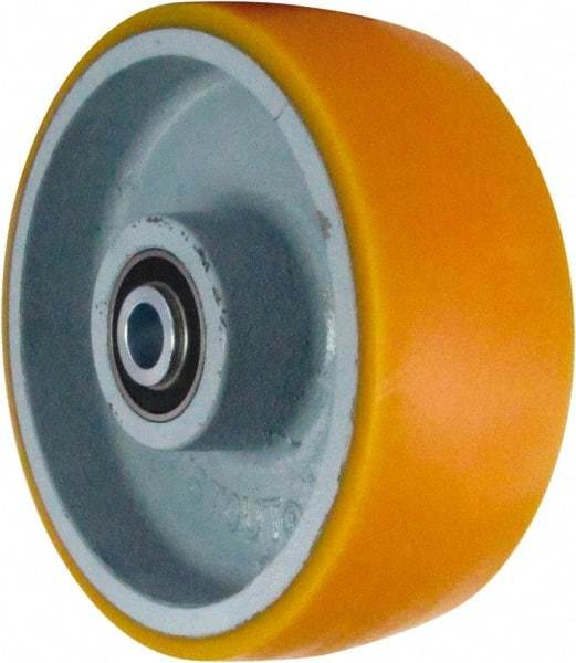 Caster Connection - 8 Inch Diameter x 3 Inch Wide, Polyurethane on Iron Caster Wheel - 2,300 Lb. Capacity, 3-1/4 Inch Hub Length, 3/4 Inch Axle Diameter, Sealed Precision Ball Bearing - Exact Tool & Supply