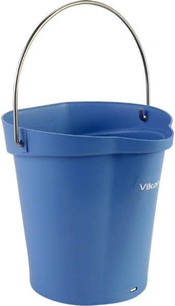 Vikan - 1-1/2 Gal, Polypropylene Round Blue Single Pail with Pour Spout - Handle Included - Exact Tool & Supply