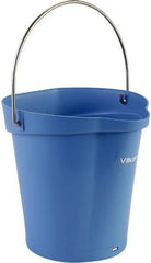 Vikan - 1-1/2 Gal, Polypropylene Round Blue Single Pail with Pour Spout - Handle Included - Exact Tool & Supply