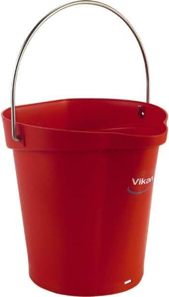 Vikan - 1-1/2 Gal, Polypropylene Round Red Single Pail with Pour Spout - Handle Included - Exact Tool & Supply