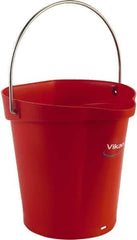 Vikan - 1-1/2 Gal, Polypropylene Round Red Single Pail with Pour Spout - Handle Included - Exact Tool & Supply