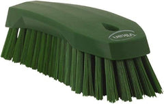 Vikan - 1.3" Bristle Length, Polyester Utility Scrub Brush - 7" Long x 3" Wide Head, 8" OAL, Green, Polypropylene Block - Exact Tool & Supply