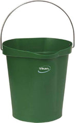 Vikan - 3 Gal, Polypropylene Round Green Single Pail with Pour Spout - Handle Included - Exact Tool & Supply