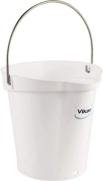 Vikan - 1-1/2 Gal, Polypropylene Round White Single Pail with Pour Spout - Handle Included - Exact Tool & Supply