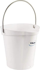 Vikan - 1-1/2 Gal, Polypropylene Round White Single Pail with Pour Spout - Handle Included - Exact Tool & Supply