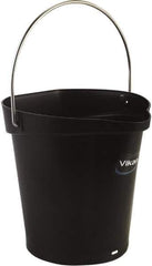 Vikan - 1-1/2 Gal, Polypropylene Round Black Single Pail with Pour Spout - Handle Included - Exact Tool & Supply