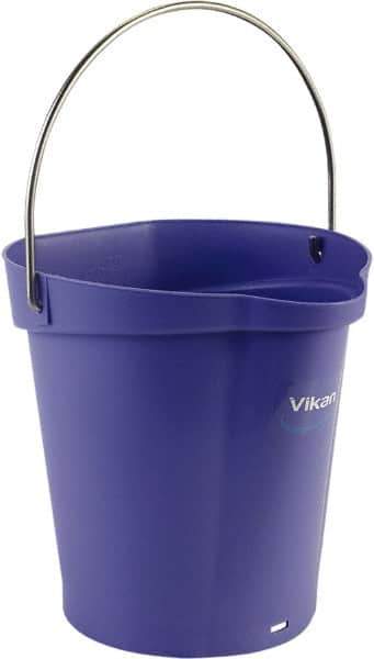 Vikan - 1-1/2 Gal, Polypropylene Round Purple Single Pail with Pour Spout - Handle Included - Exact Tool & Supply