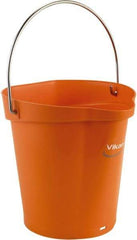 Vikan - 1-1/2 Gal, Polypropylene Round Orange Single Pail with Pour Spout - Handle Included - Exact Tool & Supply