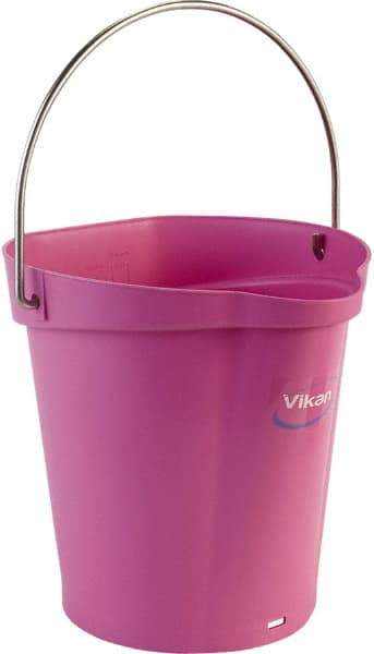 Vikan - 1-1/2 Gal, Polypropylene Round Pink Single Pail with Pour Spout - Handle Included - Exact Tool & Supply