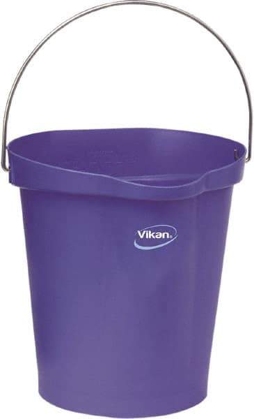 Vikan - 3 Gal, Polypropylene Round Purple Single Pail with Pour Spout - Handle Included - Exact Tool & Supply