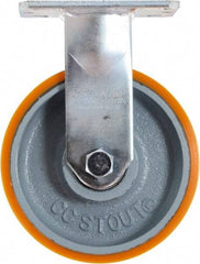 Caster Connection - 6" Diam x 3" Wide x 7-1/2" OAH Top Plate Mount Rigid Caster - Polyurethane on Iron, 2,300 Lb Capacity, Sealed Precision Ball Bearing, 4-1/2 x 6-1/4" Plate - Exact Tool & Supply