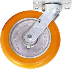 Caster Connection - 10" Diam x 2" Wide x 12" OAH Top Plate Mount Swivel Caster - Polyurethane on Aluminum, 1,500 Lb Capacity, Sealed Precision Ball Bearing, 4-1/2 x 6-1/4" Plate - Exact Tool & Supply